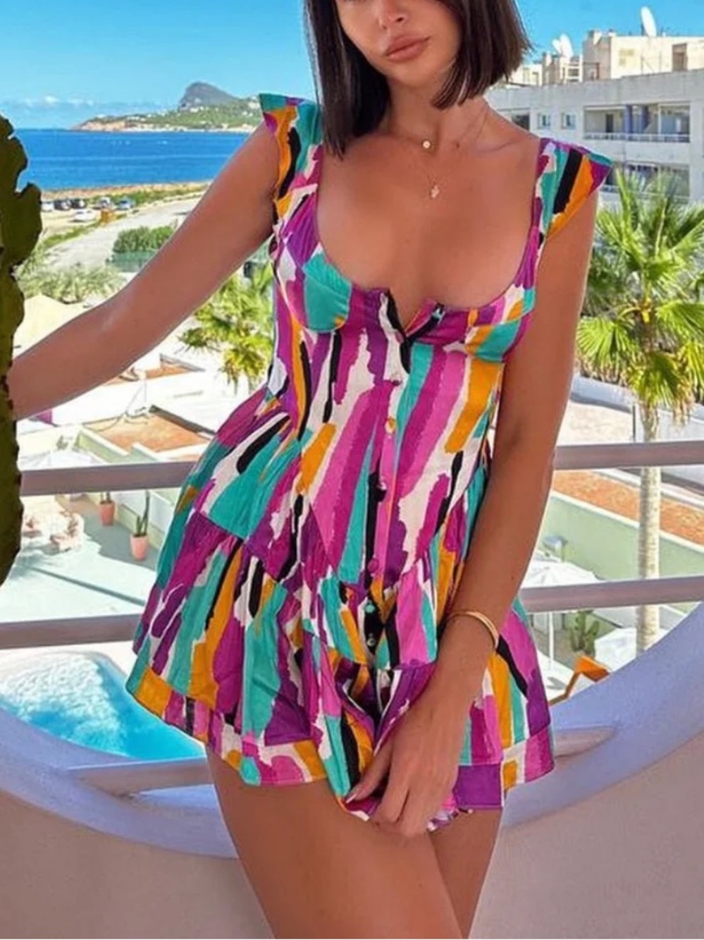 Vanessa Mooney Elisabeth Romper Dress - Abstract Print